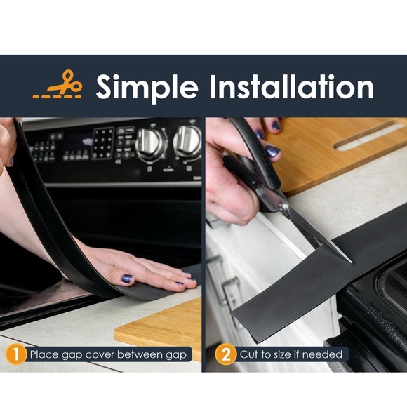 Silicone Stove Gap Covers (2 Pack), Heat Resistant  Between Stovetop-25” Black - Picture 4 of 5